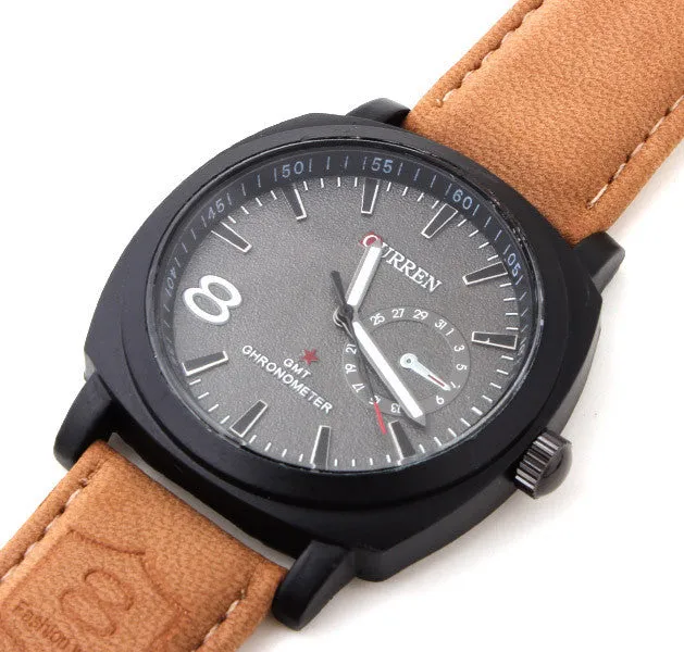 Fashion Business Quartz watch Men sport Watches Military Watches Men Corium Leather Strap army wristwatch