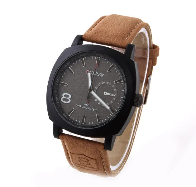 Fashion Business Quartz watch Men sport Watches Military Watches Men Corium Leather Strap army wristwatch