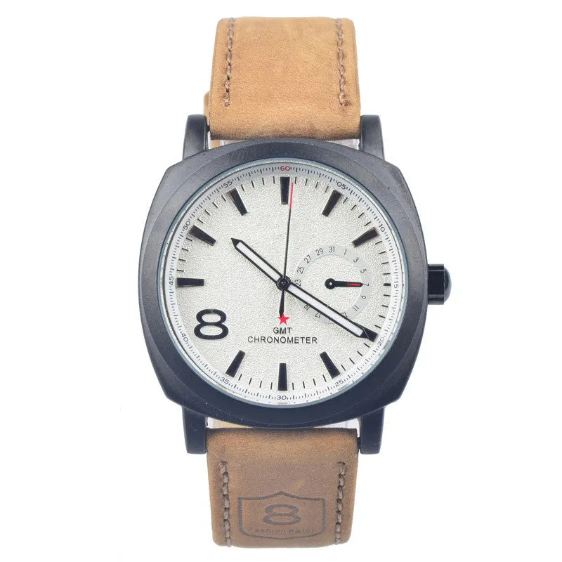 Fashion Business Quartz watch Men sport Watches Military Watches Men Corium Leather Strap army wristwatch