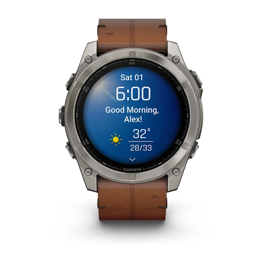 fēnix® 8 – 51 mm | AMOLED - Sapphire, Titanium with Chestnut Leather Band