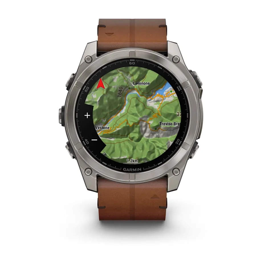 fēnix® 8 – 51 mm | AMOLED - Sapphire, Titanium with Chestnut Leather Band