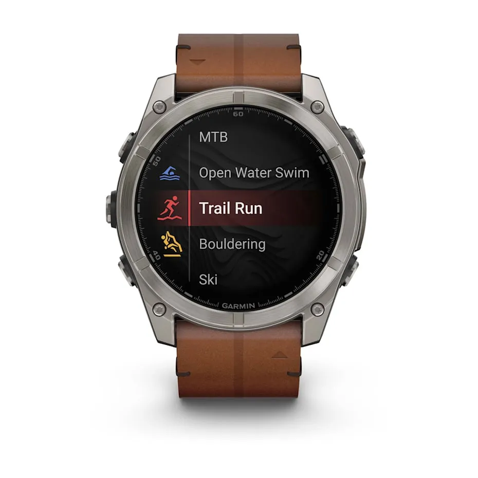 fēnix® 8 – 51 mm | AMOLED - Sapphire, Titanium with Chestnut Leather Band