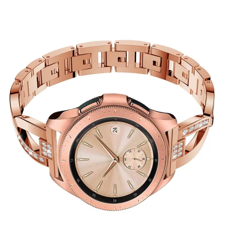 For Samsung GearS3 / Ticwatch Pro / HUAWEI GT Universal 22mm Metal Diamond Strap(Rose gold)