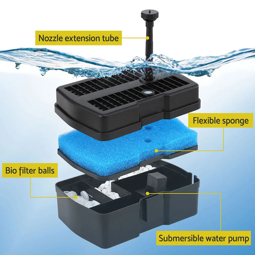 Gardeon Solar Submersible Water Pond Fountain Pump with Filter Box 4.6FT 470L/H