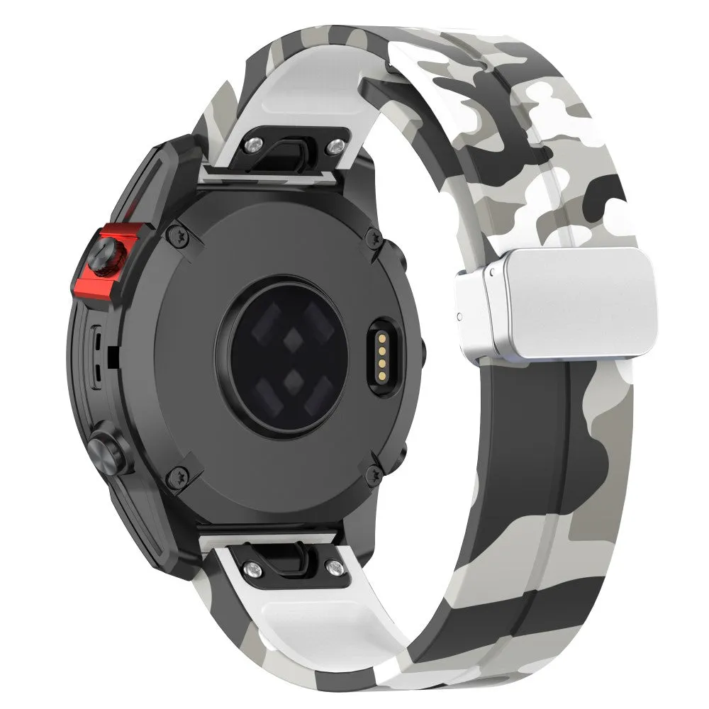 Garmin Fenix 7S Pro silicone sports bracelet with magnetic clasp - camouflage / white