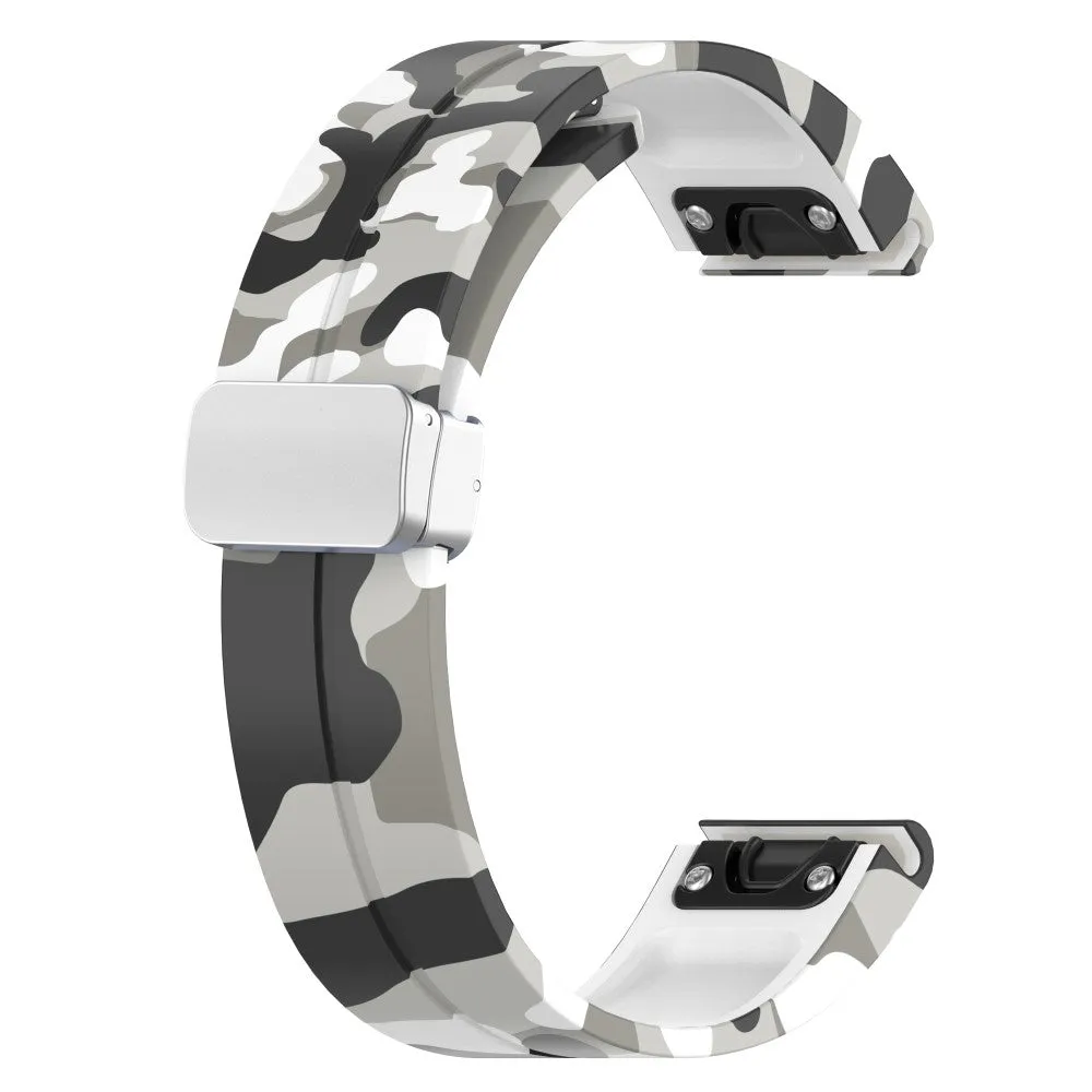 Garmin Fenix 7S Pro silicone sports bracelet with magnetic clasp - camouflage / white