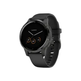 Garmin G1 010-02172-11 vivoactive 4S Slate Stainless Steel Bezel with Black Case and Silicone Band Unisex Watches Lexor Miami