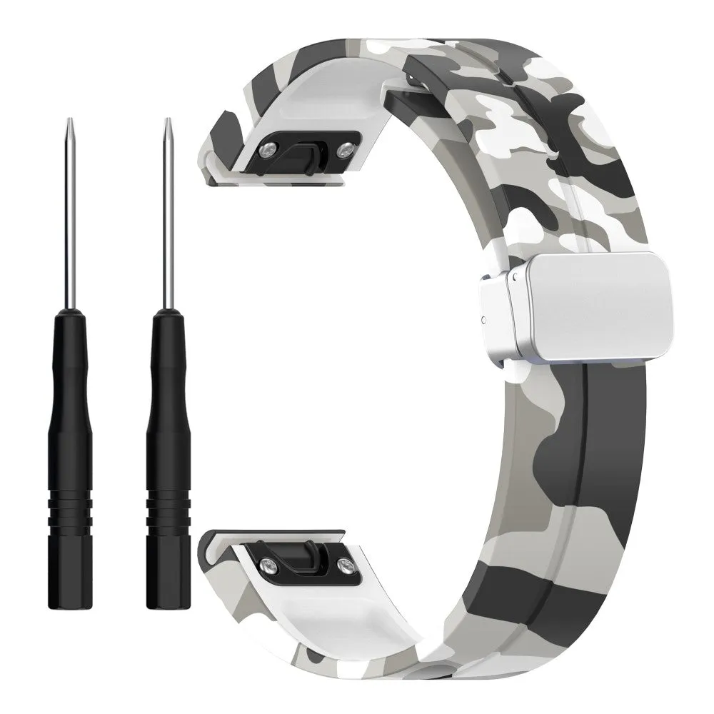 Garmin Instinct 2S Camo Edition Silicone Sports Bracelet with Magnetic Clasp - Camouflage / White