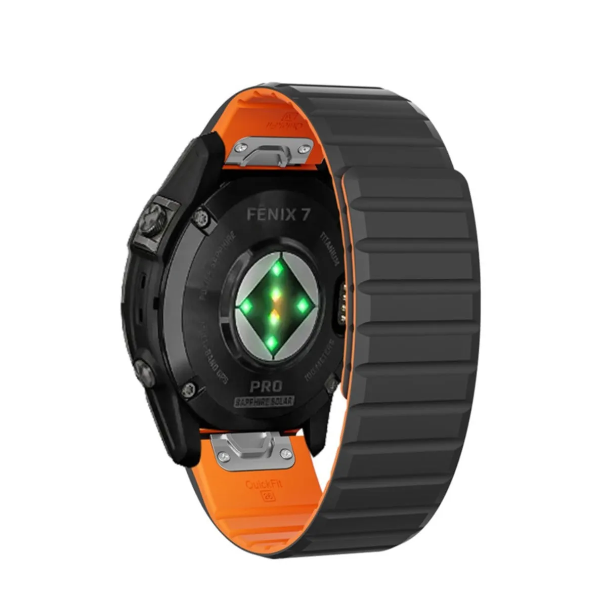 Garmin Instinct Solar Standard Edition Magnetic Silicone Dual Color Bracelet with 22mm quick release (joint circumference: 170-230mm) - Black / Orange