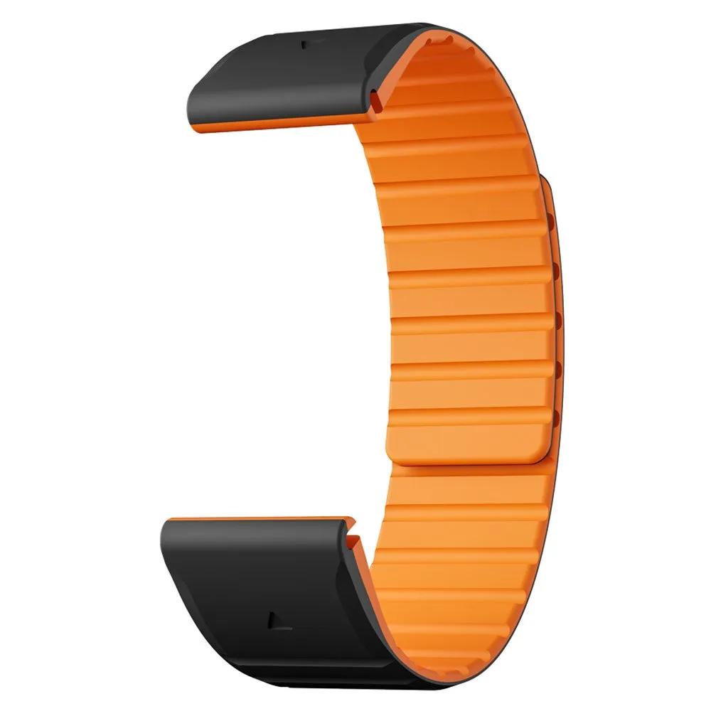 Garmin Instinct Solar Standard Edition Magnetic Silicone Dual Color Bracelet with 22mm quick release (joint circumference: 170-230mm) - Black / Orange