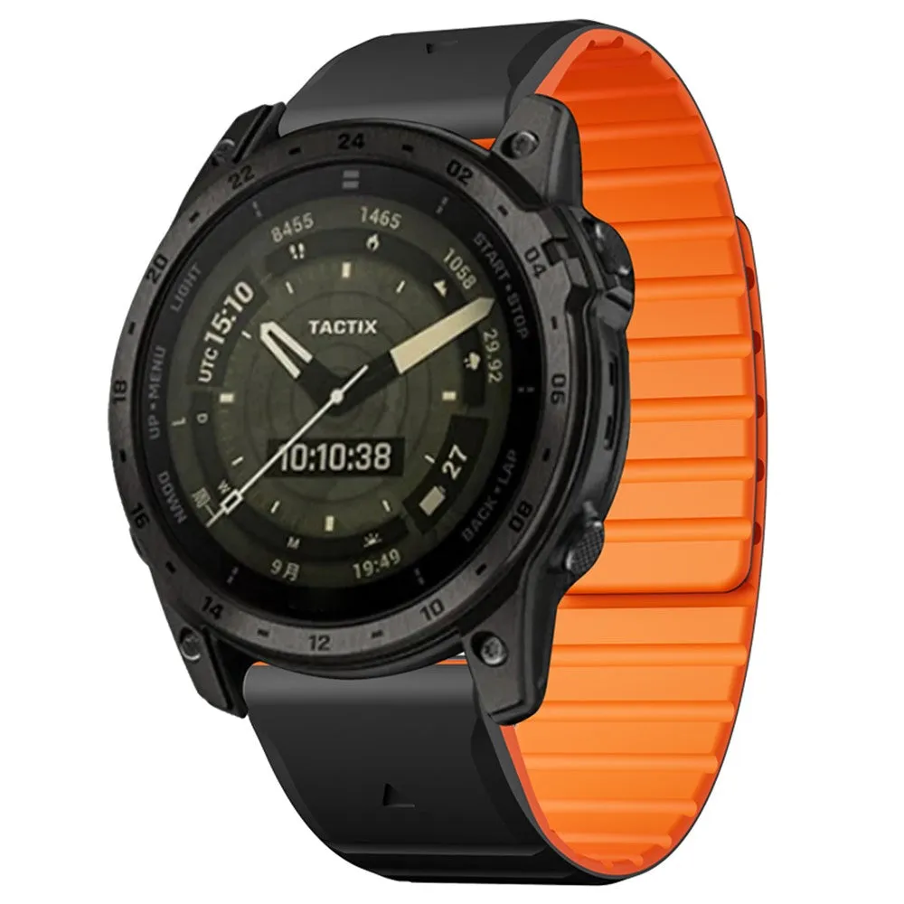 Garmin Instinct Solar Standard Edition Magnetic Silicone Dual Color Bracelet with 22mm quick release (joint circumference: 170-230mm) - Black / Orange