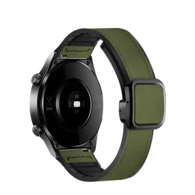 Garmin Venu Sq Music silicone wristband with synthetic leather layer   magnetic clasp - dark green