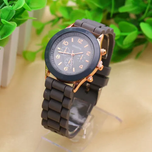 Geneva Casual Watch Women Dress Watch Quartz Military men Silicone watches Unisex Wristwatch Sports watch