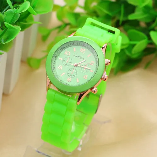 Geneva Casual Watch Women Dress Watch Quartz Military men Silicone watches Unisex Wristwatch Sports watch