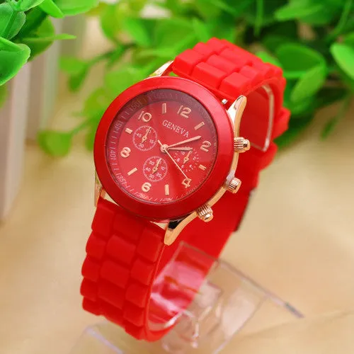 Geneva Casual Watch Women Dress Watch Quartz Military men Silicone watches Unisex Wristwatch Sports watch