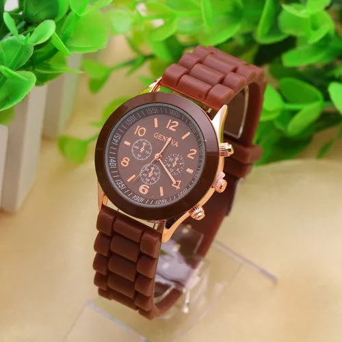 Geneva Casual Watch Women Dress Watch Quartz Military men Silicone watches Unisex Wristwatch Sports watch