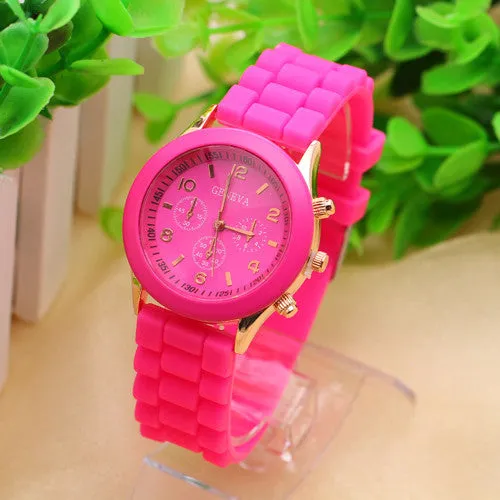 Geneva Casual Watch Women Dress Watch Quartz Military men Silicone watches Unisex Wristwatch Sports watch