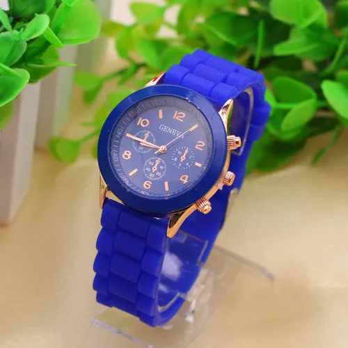 Geneva Casual Watch Women Dress Watch Quartz Military men Silicone watches Unisex Wristwatch Sports watch