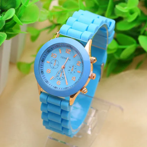 Geneva Casual Watch Women Dress Watch Quartz Military men Silicone watches Unisex Wristwatch Sports watch