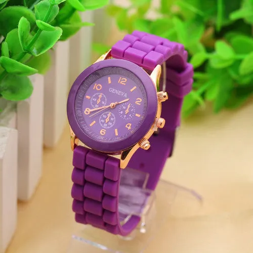 Geneva Casual Watch Women Dress Watch Quartz Military men Silicone watches Unisex Wristwatch Sports watch