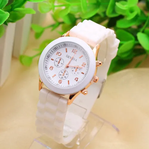 Geneva Casual Watch Women Dress Watch Quartz Military men Silicone watches Unisex Wristwatch Sports watch