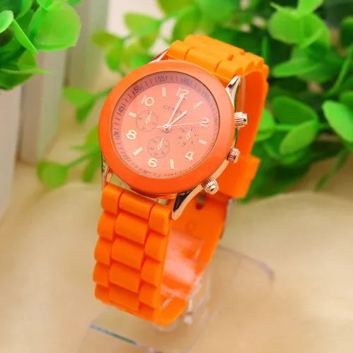 Geneva Casual Watch Women Dress Watch Quartz Military men Silicone watches Unisex Wristwatch Sports watch