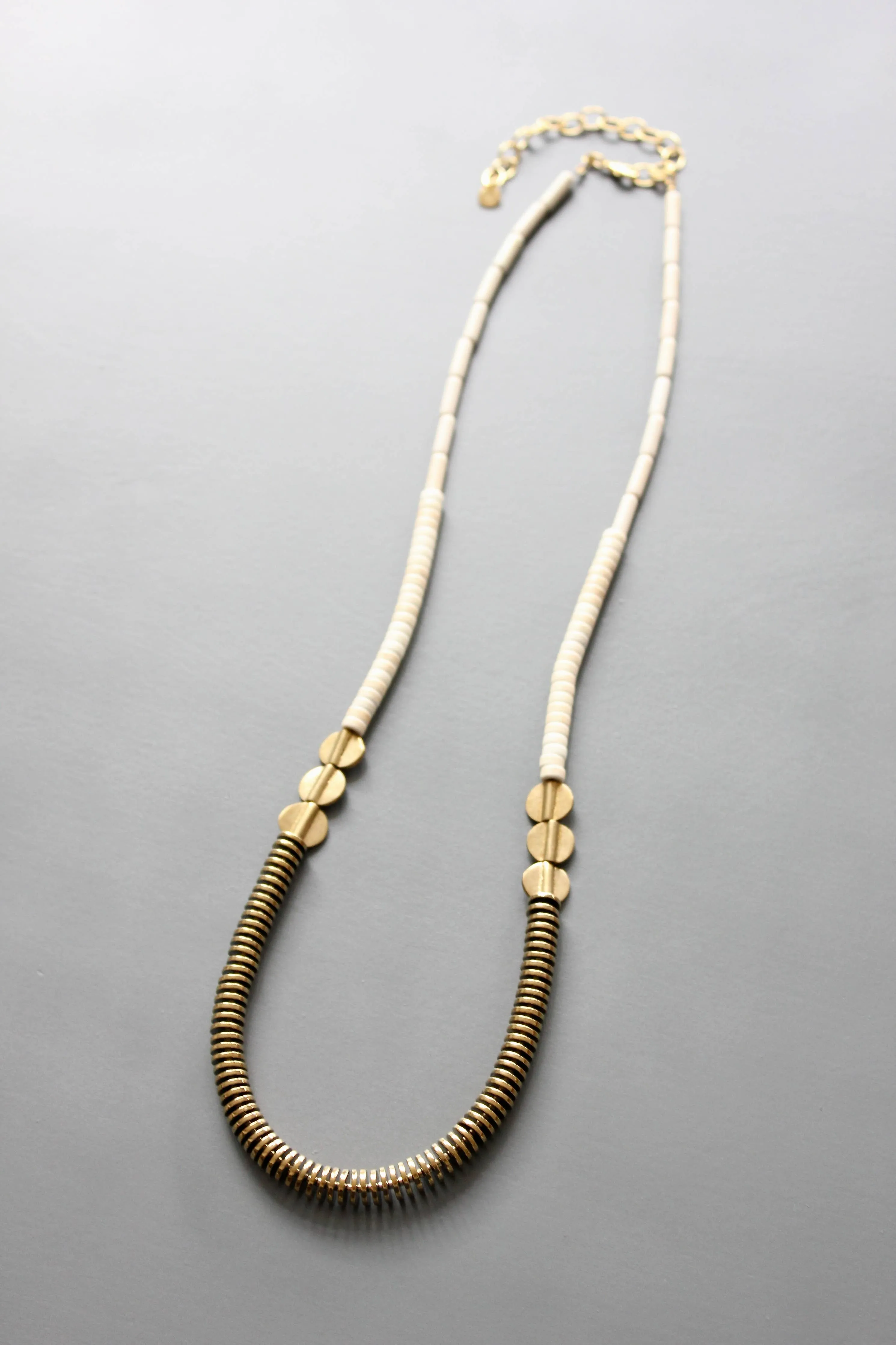 Gold/white beaded necklace