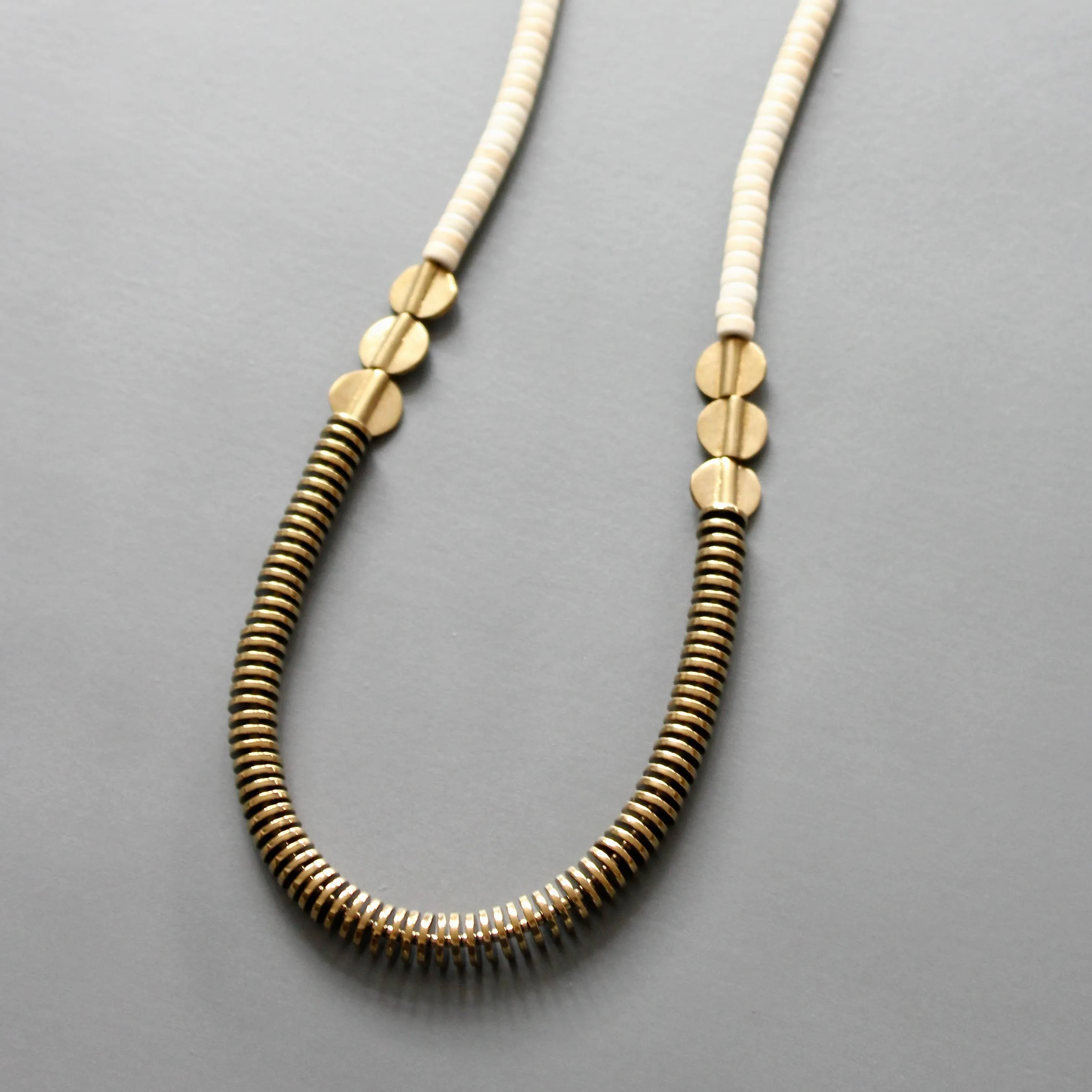 Gold/white beaded necklace