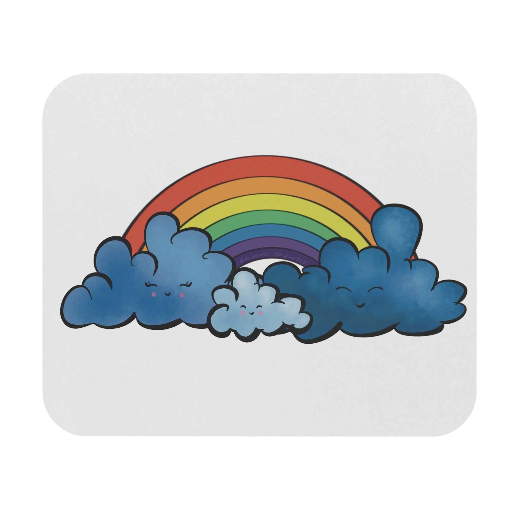 Happy Clouds with Rainbow: Printed Mouse Pad