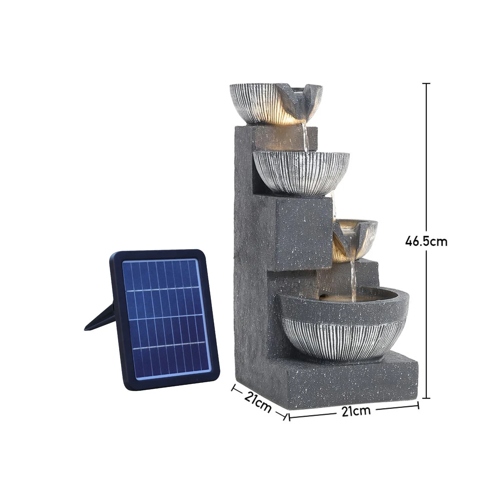 Height 47CM Outdoor Fountain Garden Decoration Solar Powered Water Feature