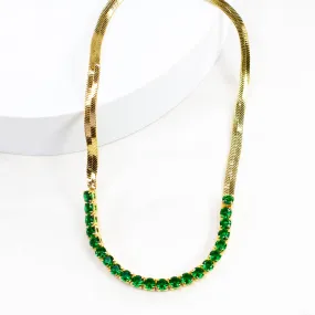 Herringbone Green CZ Necklace