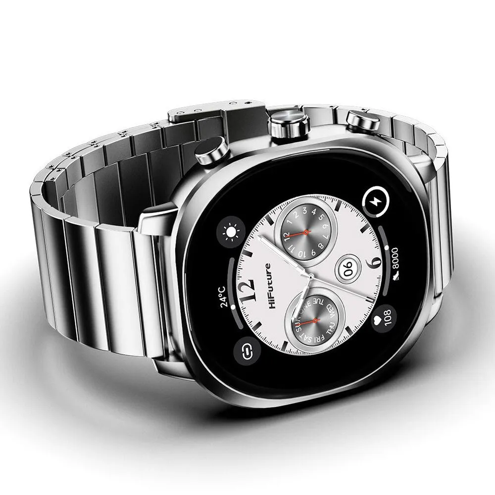 HiFuture AIX Amoled Stainless Steel Smartwatch (Titanium Silver)