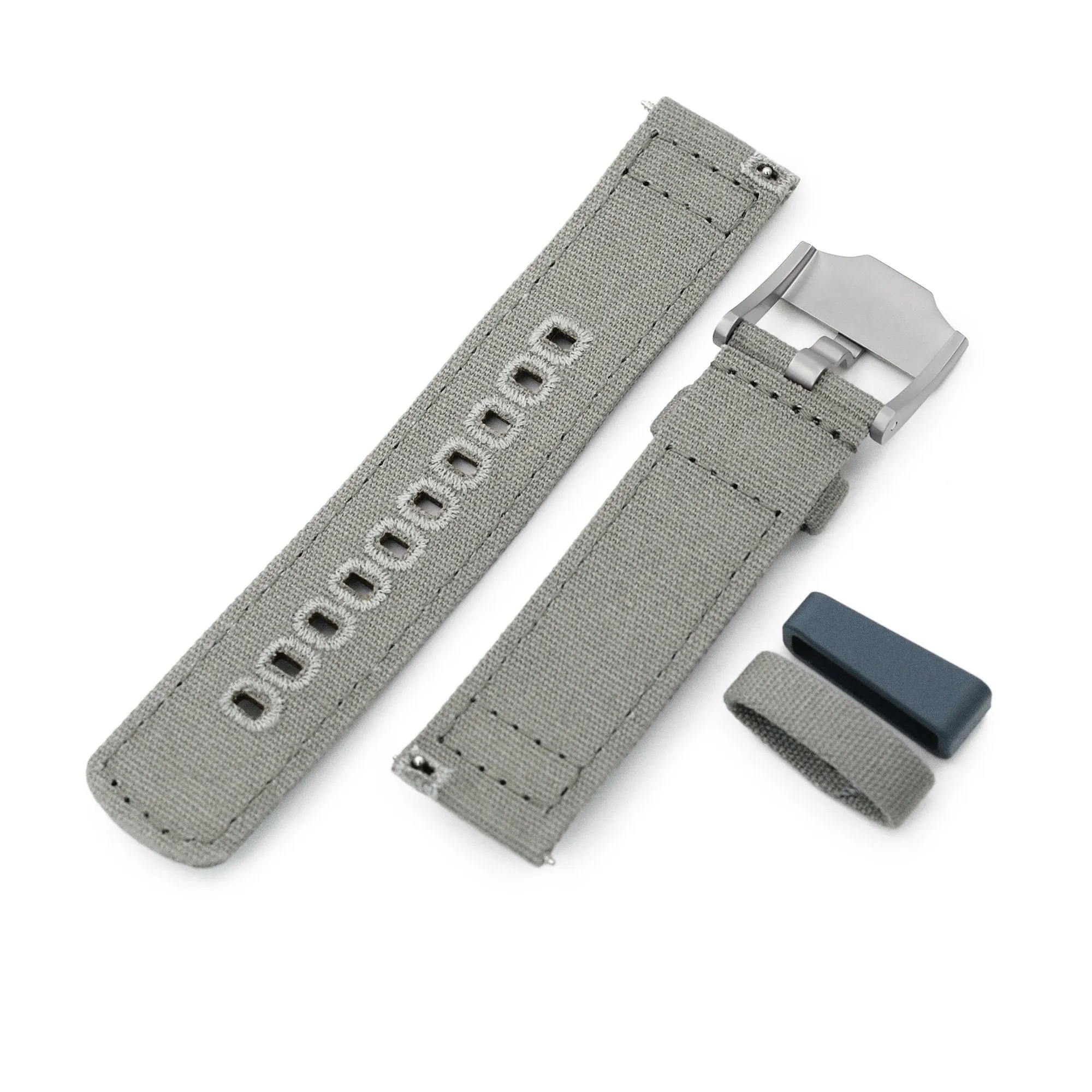 Khaki Green Quick Release Canvas Watch Strap, 20mm or 22mm