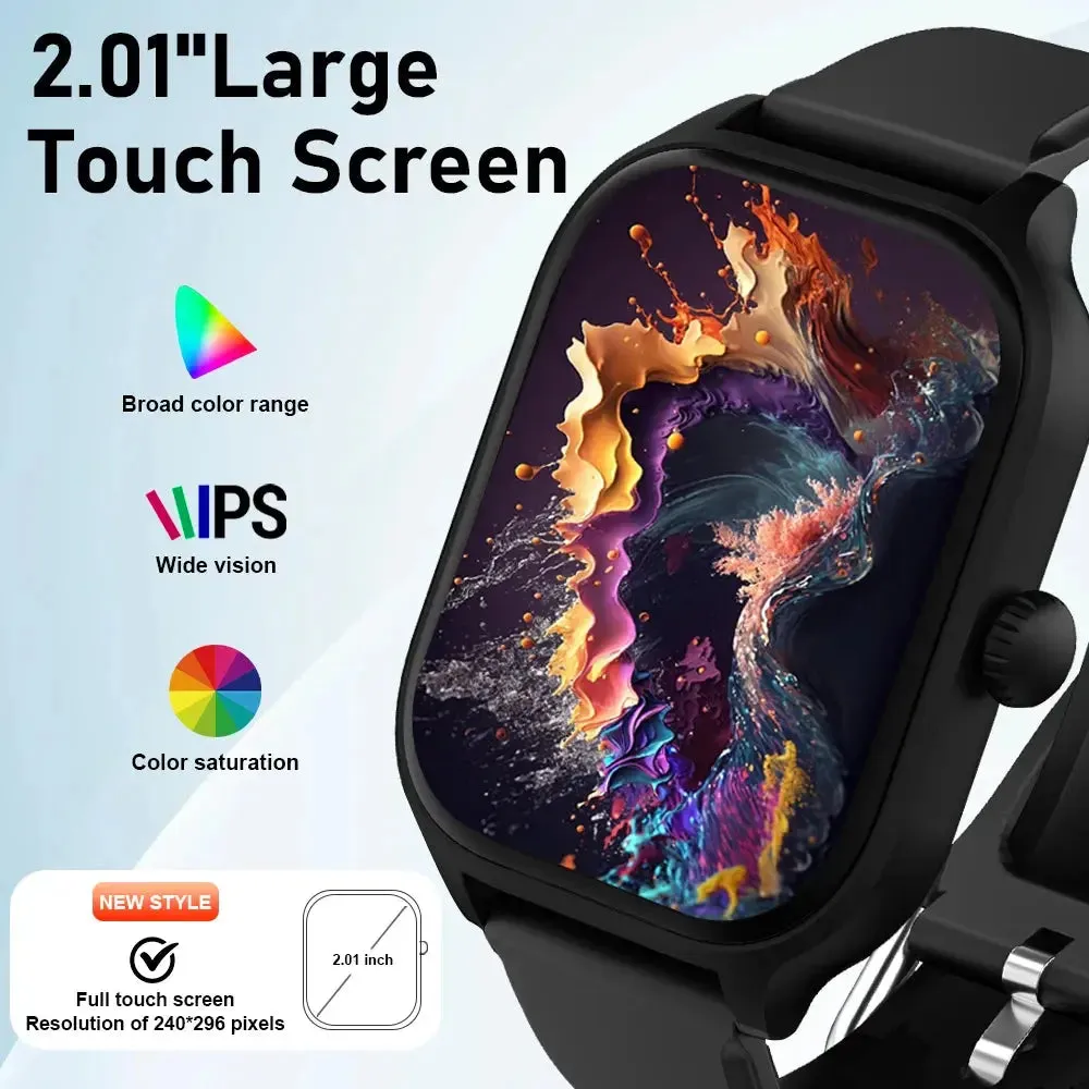 LAXASFIT New Smart Watch 2.01 inch HD Display Bluetooth Voice Call Heart Rate Monitor Multi Sport Mode Smartwatch Gift Men Women