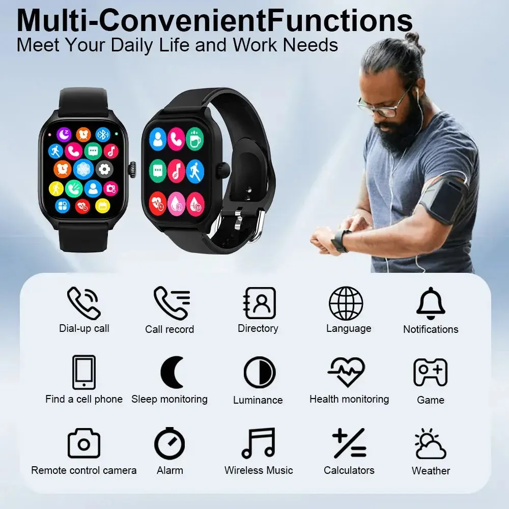 LAXASFIT New Smart Watch 2.01 inch HD Display Bluetooth Voice Call Heart Rate Monitor Multi Sport Mode Smartwatch Gift Men Women