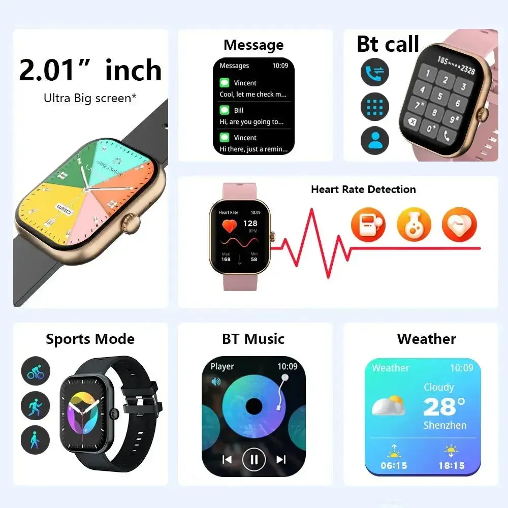 LAXASFIT Smartwatch Bluetooth Voice Call Heart Rate Monitor Waterproof Smart Watch IOS Android Men Gift Sports Watch