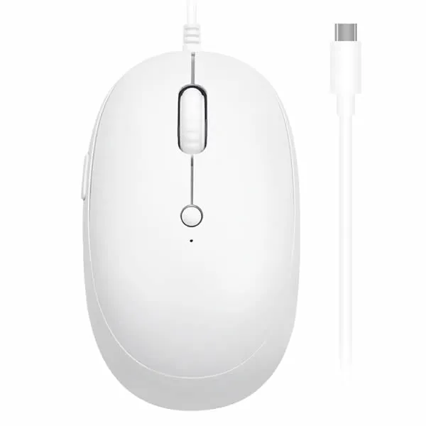 MACALLY Premium USB C Mouse For Mac and PC - White