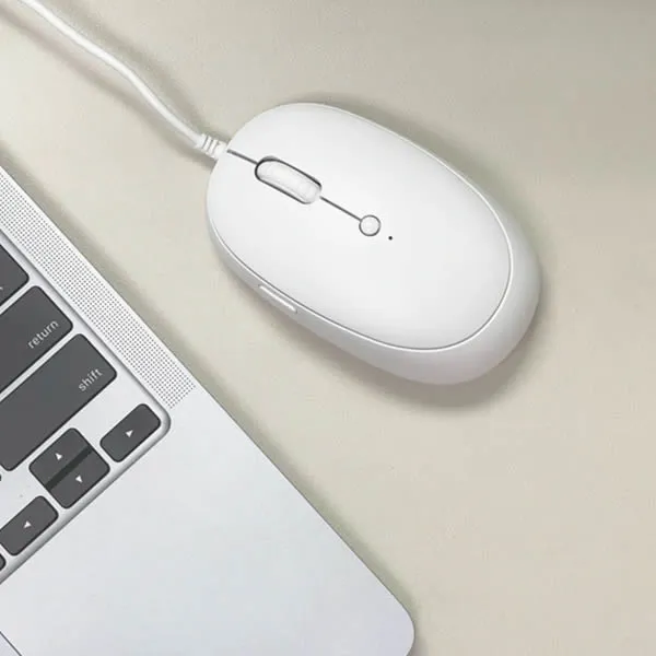 MACALLY Premium USB C Mouse For Mac and PC - White