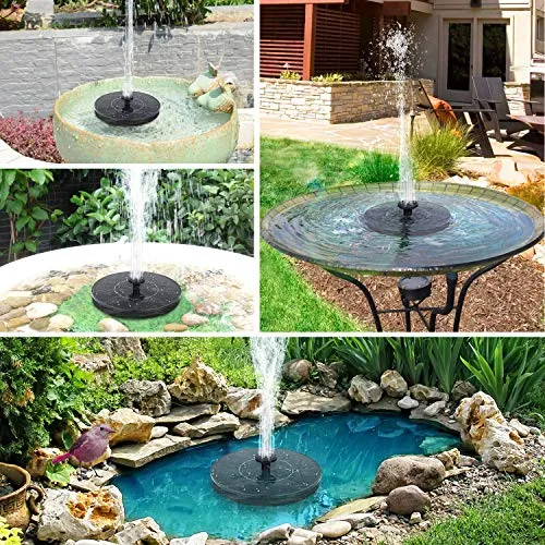 Mademax Solar Bird Bath Fountain Pump, Solar Fountain with 6 Nozzle, Free Standing Floating Solar Powered Water Fountain Pump for Bird Bath, Garden, Pond, Pool, Outdoor