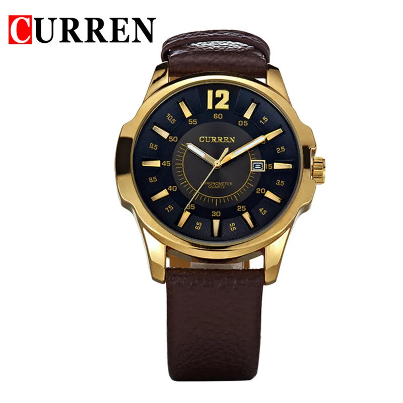 Men Sport Watches Casual Quartz Watch Leather Strap Wristwatch New Fashion Men Business Watch