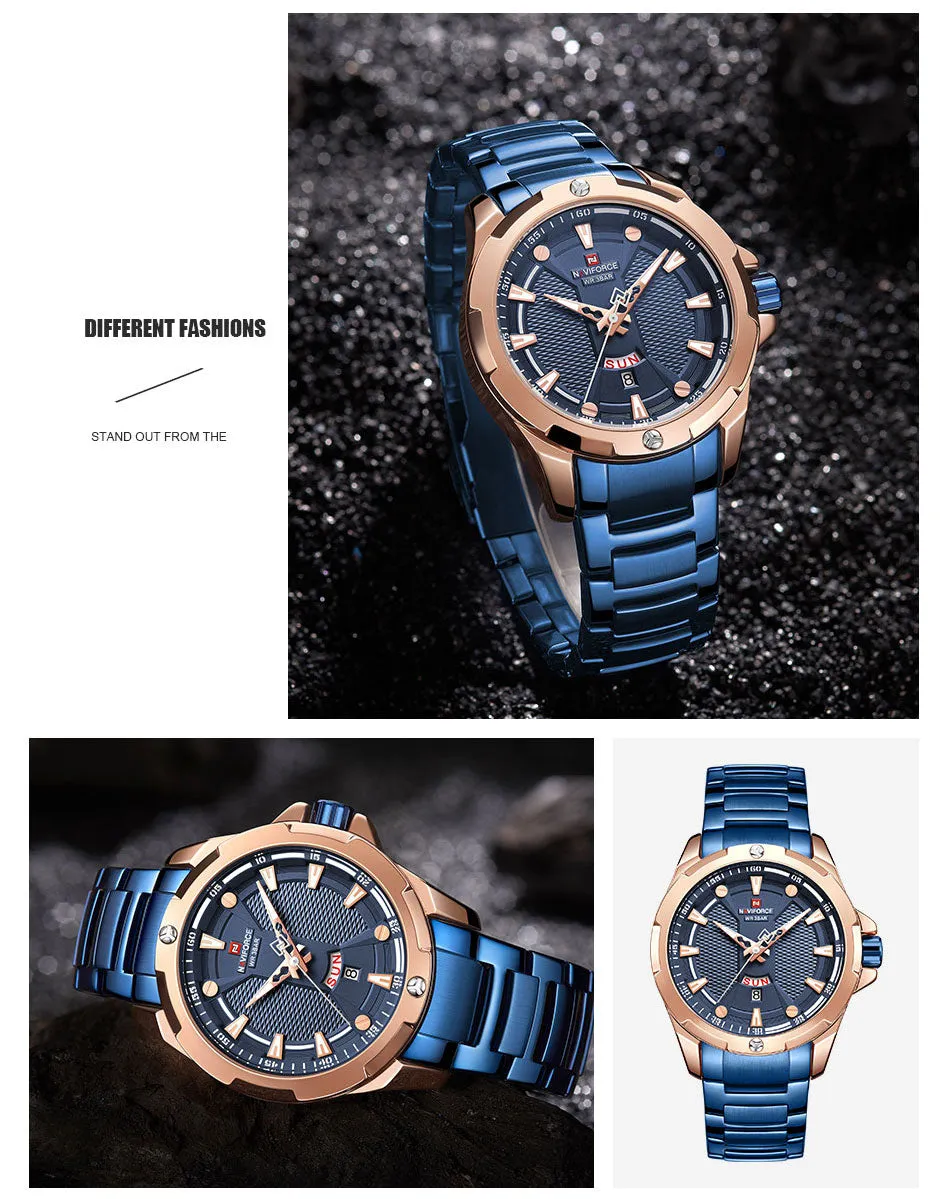 Men’s Luxury Brand Analog Stainless Steel Waterproof Quartz Wristwatch