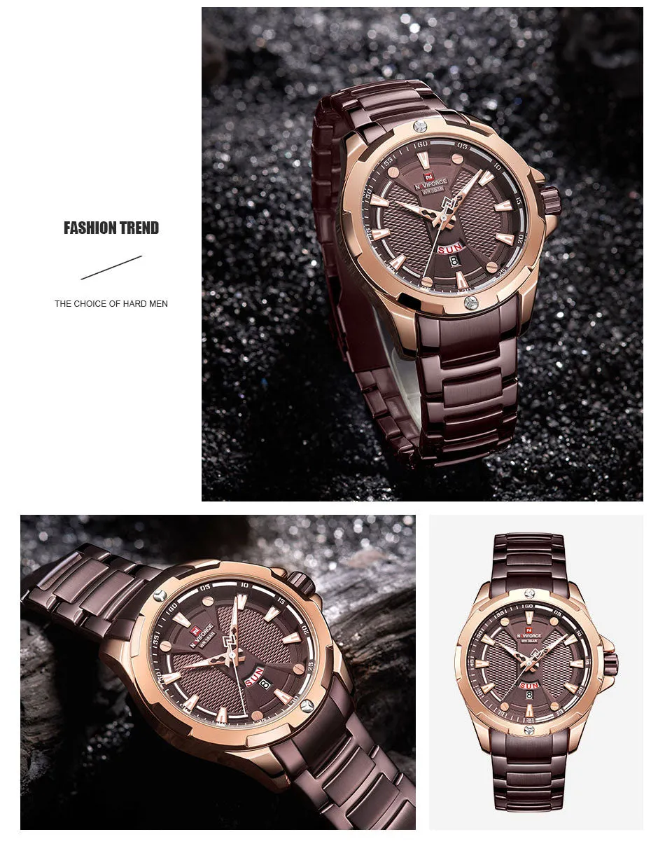 Men’s Luxury Brand Analog Stainless Steel Waterproof Quartz Wristwatch