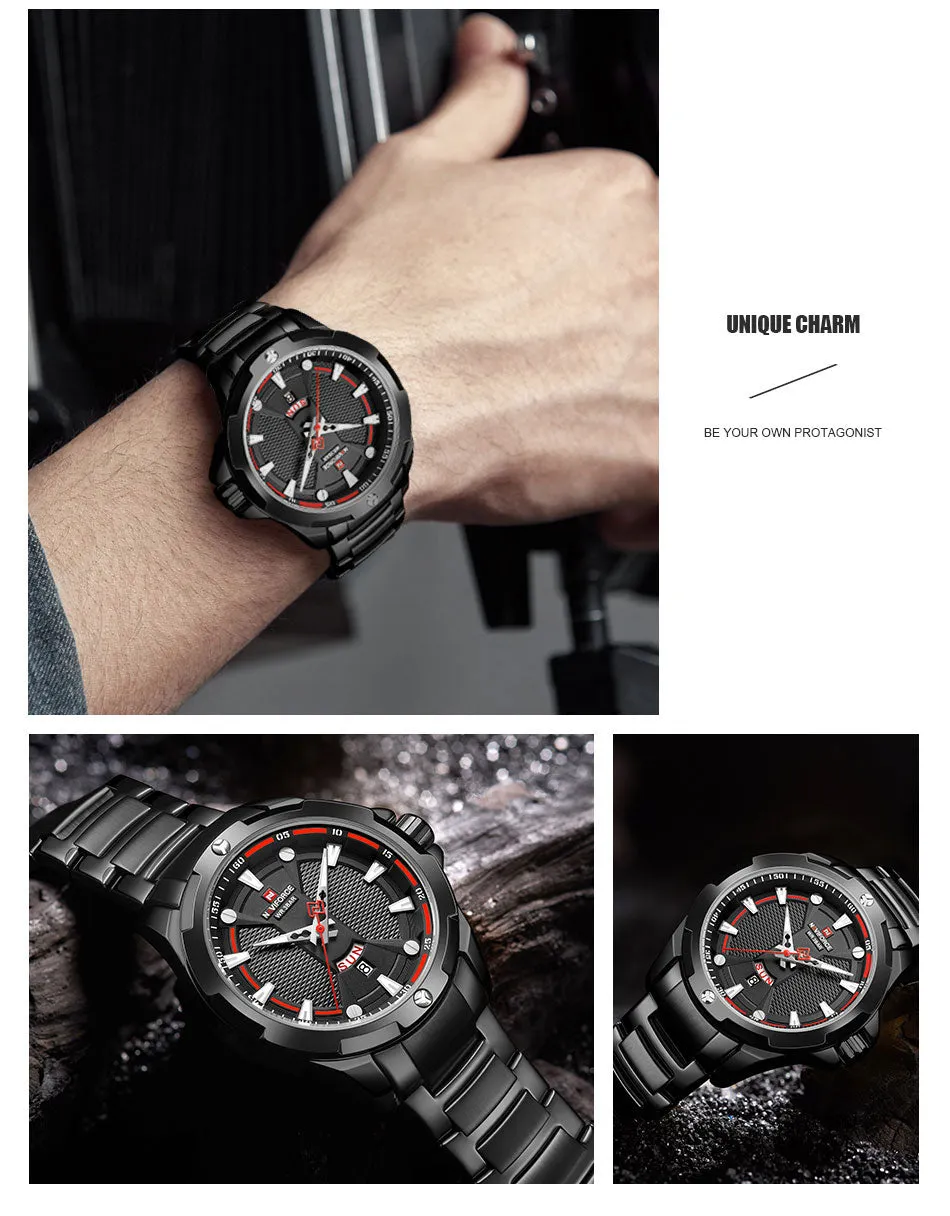 Men’s Luxury Brand Analog Stainless Steel Waterproof Quartz Wristwatch