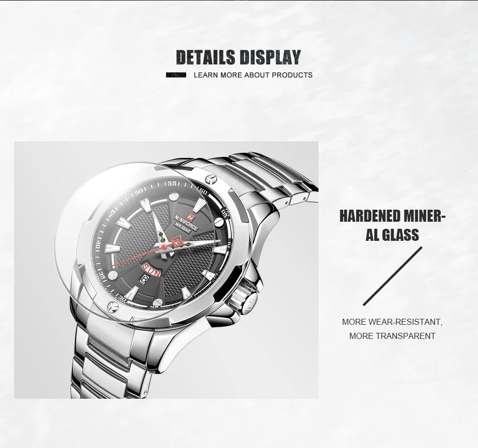 Men’s Luxury Brand Analog Stainless Steel Waterproof Quartz Wristwatch