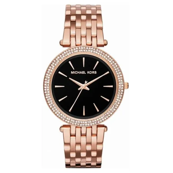 Michael Kors Darci Gold Stainless Steel Black Dial Quartz Watch for Ladies - MK-3402