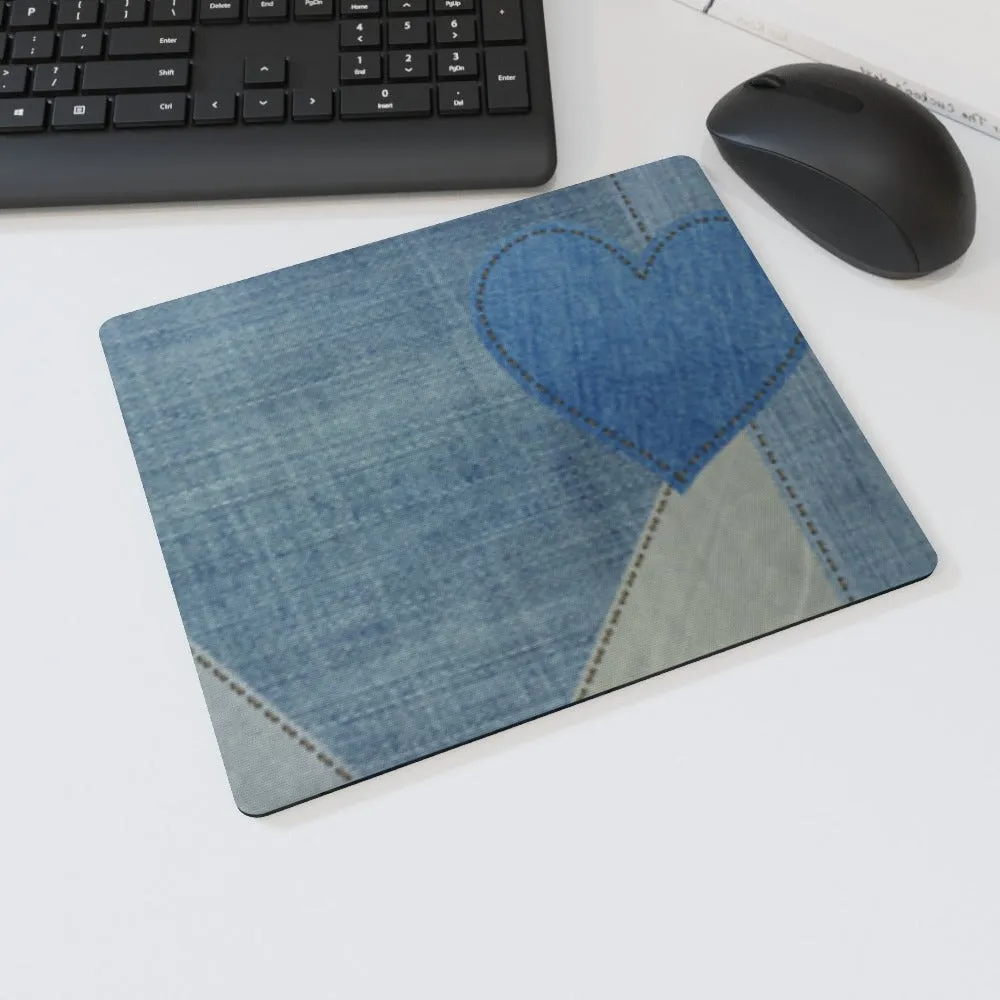 Mouse Mat - Denim Heart