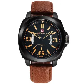 NAVIFORCE Luxury Brand Genuine Leather Strap Analog Date Men's Quartz Watch Casual Watches Men Wristwatch