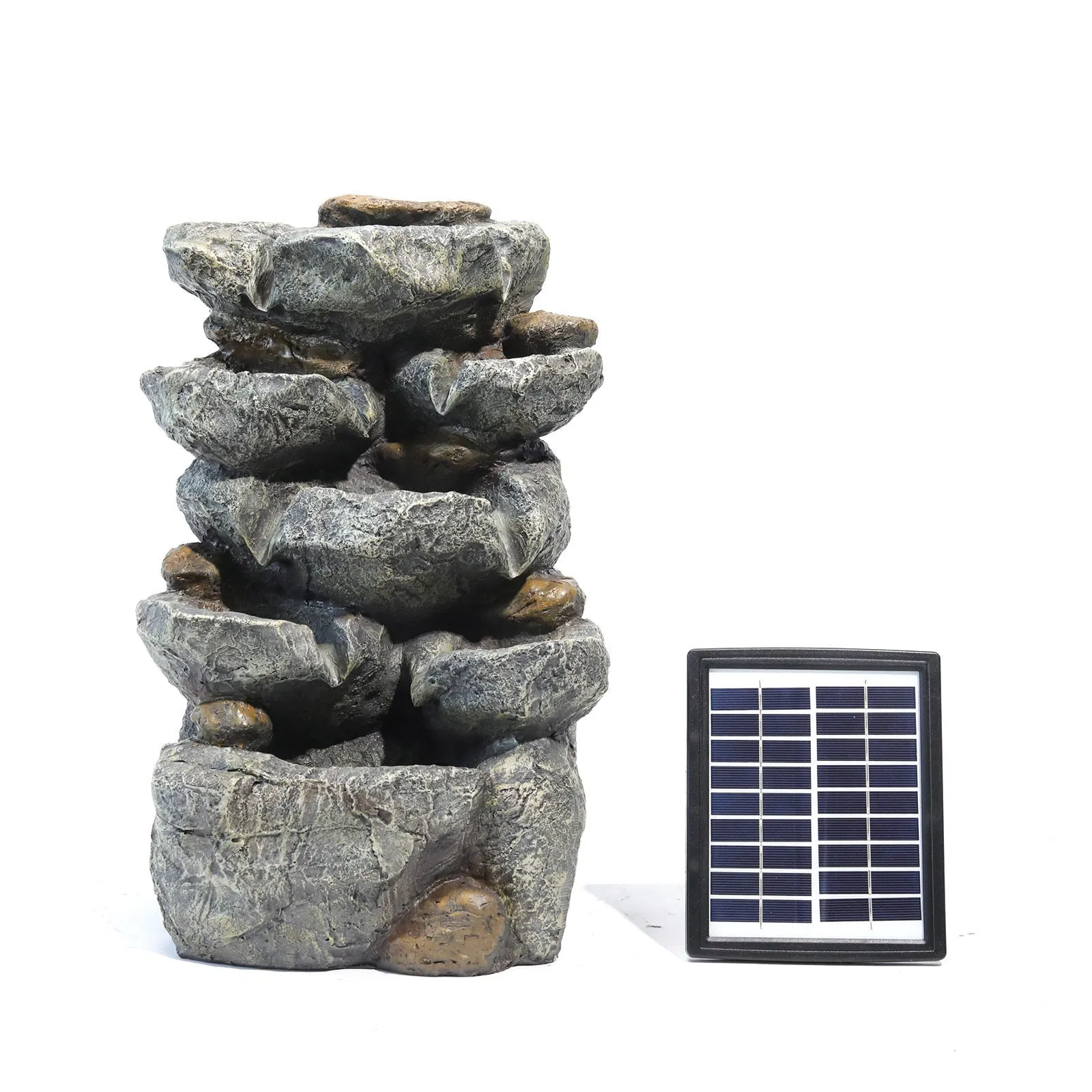 Outdoor Fountain Water Feature Cascading LED Waterfall Solar Powered