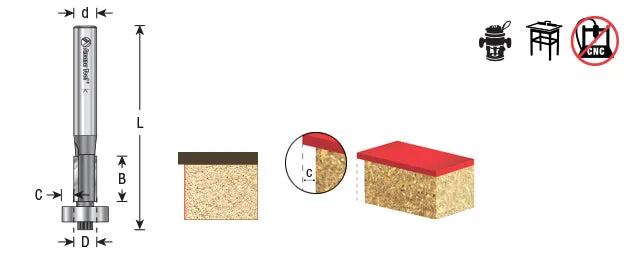 Overhang Trim Router Bit | 1⁄64 Overhang x 3⁄8 Dia x 1⁄2 x 1⁄4" Shank | 47193 | 738685471937