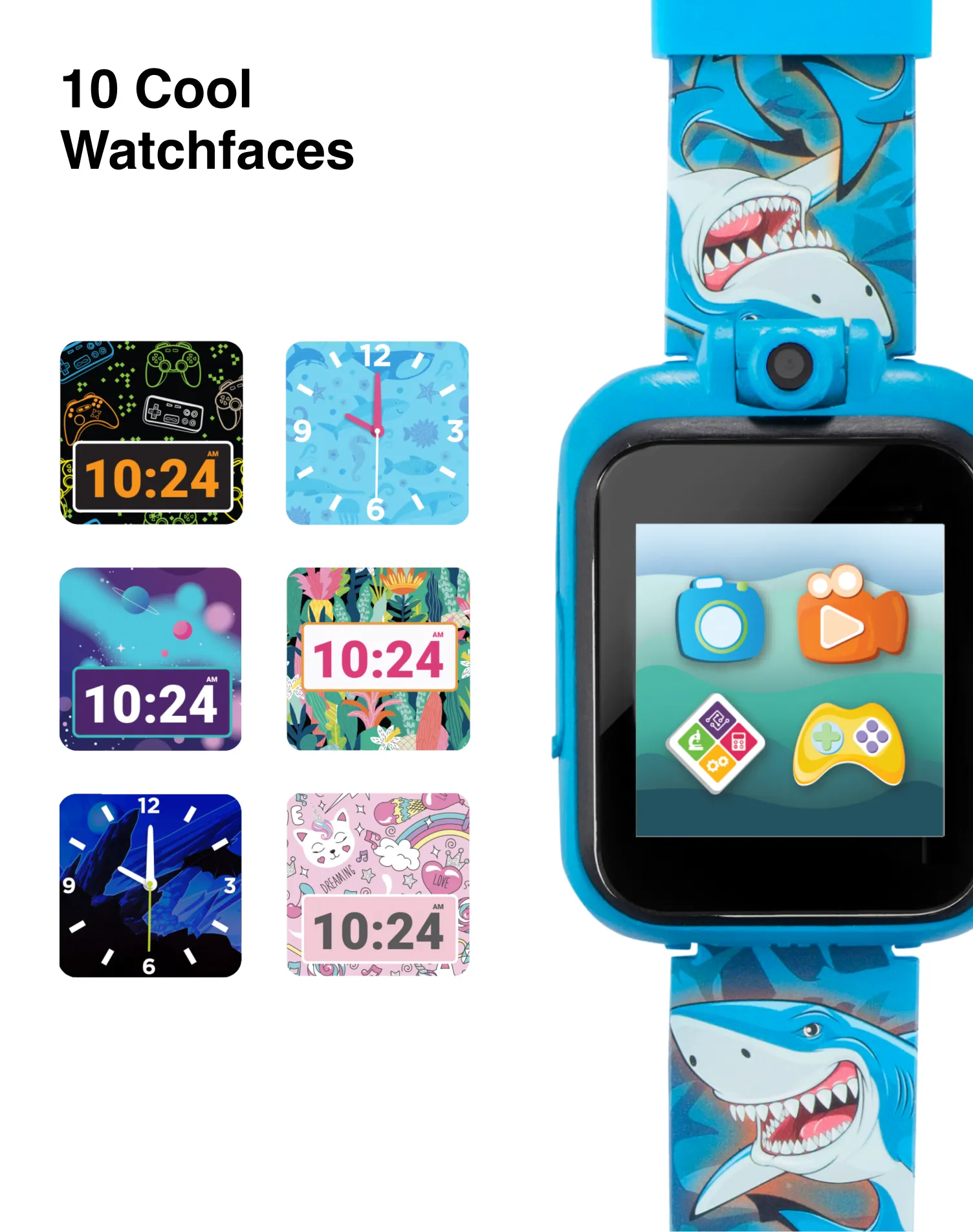 PlayZoom 2 Kids Smartwatch: Shark Print in Blue